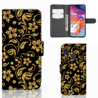 Samsung Galaxy A70 Hoesje Gouden Bloemen - thumbnail