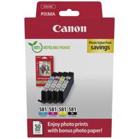 Canon Inktcartridge CLI-581 BK/C/M/Y Photo Value Pack Origineel Combipack Zwart, Cyaan, Magenta, Geel 2106C006 - thumbnail