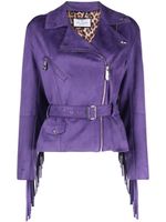 Philipp Plein veste de moto en cuir artificiel - Violet - thumbnail