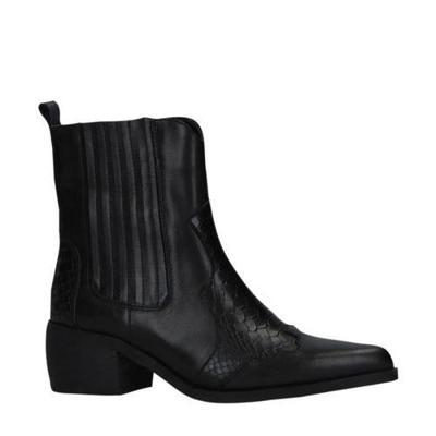Manfield leren cowboylaarzen crocoprint zwart Manfield leren cowboylaarzen crocoprint zwart
