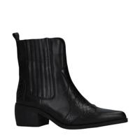 Manfield leren cowboylaarzen crocoprint zwart