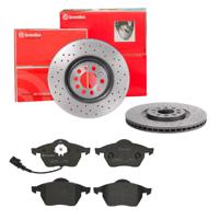 Remmenset, remschijf BREMBO, Remschijftype: Geperforeerd / Geventileerd, Inbouwplaats: Vooras, u.a. für VW, Audi, Seat, Skoda