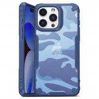 iPhone 15 Pro Anti-Shock Hybride Hoesje - Camouflage - Blauw - thumbnail