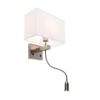 QAZQA - Modern Smart Wandlamp staal met kap creme wit incl. Wifi P45 - Bergamo | Woonkamer | Slaapkamer | Nachtkastlamp - Staal Vierkant |Rechthoekig - E27 LED inbegrepen - Max. 1 x 3 Watt