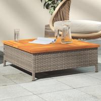 Tuintafel 70x70x25 cm poly rattan en acaciahout grijs - thumbnail