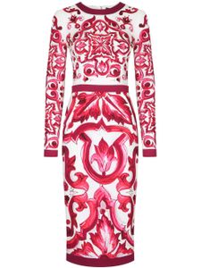 Dolce & Gabbana robe mi-longue à imprimé Majolica - Rouge