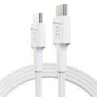 GC PowerStream | 1,2 m USB C - type C witte kabel nylon oplaadkabel snellaadkabel 60 W Power Delivery | Quick Charge 3.0 | voor Samsung Galaxy S21 S20 Ultra S10 S9 S8+ | Note 20 10