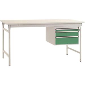 Manuflex BB5261.6011 Compleet bijzettafel basis stationair met melamine schijf + behuizing onderbouw, bxdxh: 1000 x 800 x 780 mm Reseda groen (RAL 9010)