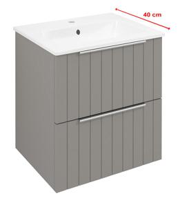 Sapho Cirasa Compact badmeubel 50cm met taupe ribbelfront en witte wastafel