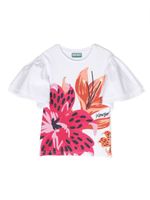 Kenzo Kids t-shirt volanté à fleurs - Blanc