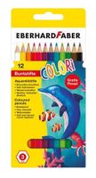 Eberhard Faber 516012 kleurpotlood Zwart, Blauw, Bruin, Groen, Lichtyaan, Lichtgroen, Oranje, Rood, Roze, Violet, Wit, Geel 12 stuk(s)