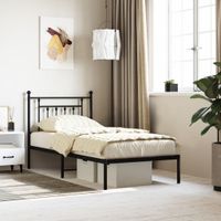 Bedframe met hoofdbord metaal zwart 90x190 cm