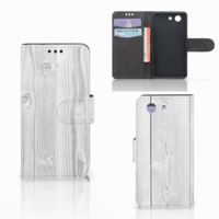 Sony Xperia Z3 Compact Book Style Case White Wood