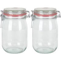 2x Weckpotten/inmaakpotten 1000 ml/1 liter met beugelsluiting - thumbnail