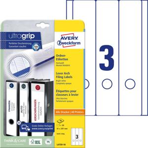 Avery-Zweckform Ordneretiketten L4759-10 61 x 297 mm Papier Wit Permanent hechtend 30 stuk(s)