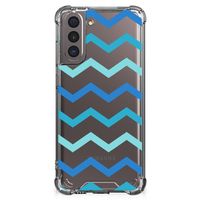 Samsung Galaxy S21 Doorzichtige Silicone Hoesje Zigzag Blauw