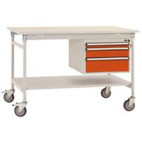 Manuflex BB5361.2001 Compleet bijzettafel basismobiel met melamine schijf + behuizing onderbouw, bxdxh: 1000 x 800 x 850 mm Rood-oranje (RAL 2001)