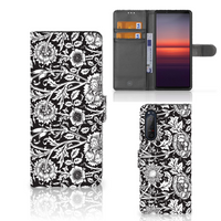 Sony Xperia 5II Hoesje Black Flowers - thumbnail