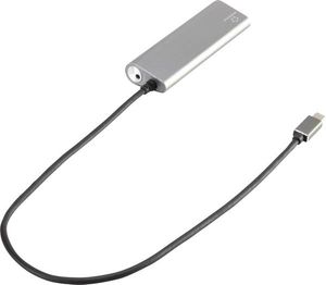 Renkforce USB 3.2 Gen 1-hub 3 poorten Met ingebouwde SD-kaartlezer, Met aluminium behuizing Zilver