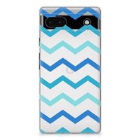 Google Pixel 6A TPU bumper Zigzag Blauw - thumbnail