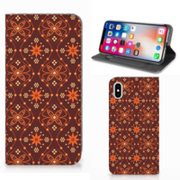 Apple iPhone Xs Max Hoesje met Magneet Batik Brown - thumbnail