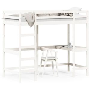 Hoogslaper met bureau massief grenenhout wit 90x190 cm SKU: V842859