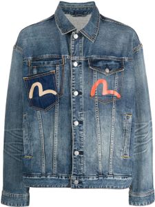 EVISU seagull-print denim jacket - Bleu