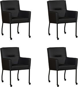 Set van 4 Zwarte leren moderne eetkamerstoelen Lucky - Toledo Leer Nero (zwart leer)