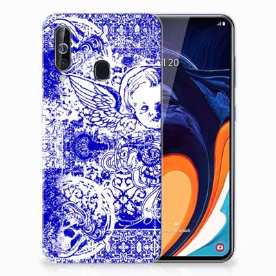 Silicone Back Case Samsung Galaxy A60 Angel Skull Blauw Silicone Back Case Samsung Galaxy A60 Angel Skull Blauw