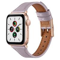 By Qubix - Leren bandje - Paars - Compatible met Apple Watch 44mm / 45mm / 46mm / 49mm - Compatible Apple watch bandjes