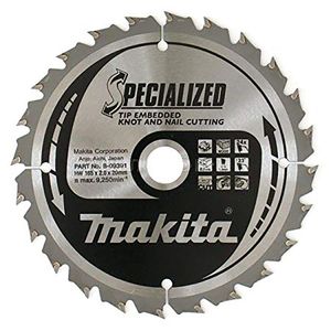 Makita Accessoires B-33093 Cirkelzaagblad Hout (noest/spijker) | Specialized | 165x20x2,0 | 24T | 23g -B-33093