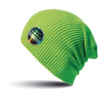 Warme gebreide Beanie wintermuts in het lime groen   -