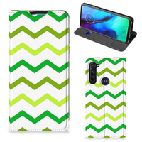 Motorola Moto G Pro Hoesje met Magneet Zigzag Groen - thumbnail