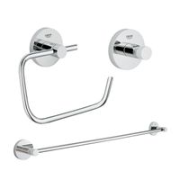 GROHE Essentials accessoireset 3-delig met handdoekhouder, handdoekhaak en toiletrolhouder zonder klep chroom 0438131/0438129/0438143/ - thumbnail