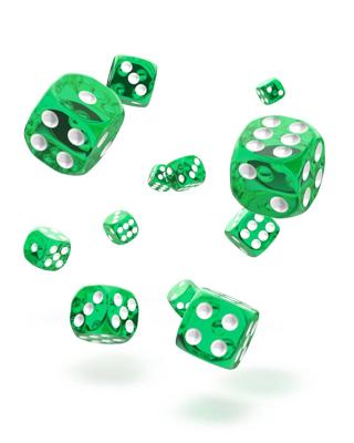Oakie Doakie Dice D6 Dice 12 mm Translucent - Green (36)