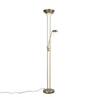 QAZQA Vloerlamp brons met leeslamp incl. LED en dimmer - Diva 2