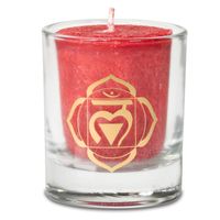 Votief geurkaars in glas - 1e Chakra in Geschenkdoos - thumbnail