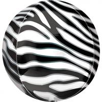 Orbz folieballon Orbz Zebra Print 41 cm zwart/wit