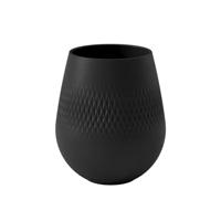 Villeroy en Boch Collier Noir vaas Carré No. 2, 12,5 x 12,5 x 14 cm, premium porselein, zwart, klein