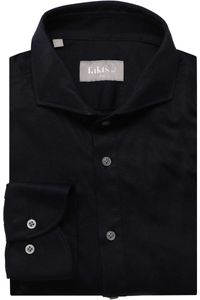 fakts Slim Fit Overhemd Marine, Effen