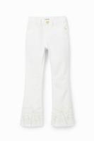 Lange flared jeans met borduursels - WHITE - 7/8 - thumbnail