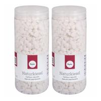 Rayher hobby decoratie steentjes kiezels - 2x kokers - wit - 475 ml - Hobby decoratie stenen