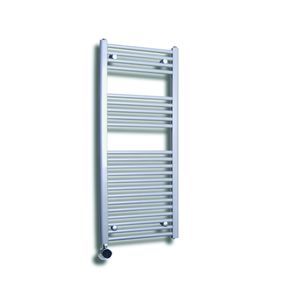 Sanicare elektrische design radiator 60x112cm zilvergrijs met thermostaat links chroom