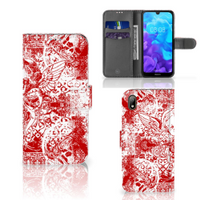 Telefoonhoesje met Naam Huawei Y5 (2019) Angel Skull Rood - thumbnail