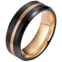 Wolfraam heren ring Zwart met Rose 8mm-19mm