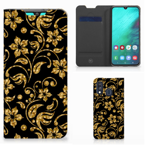 Samsung Galaxy A40 Smart Cover Gouden Bloemen