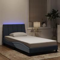 vidaXL Bedframe met LED-verlichting fluweel donkergrijs 100x200 cm, bed, bed ombouw, eenpersoonsbed, bedbodem, slaapkamermeubel, 1 persoonsbed