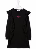 MSGM Kids robe volantée à logo imprimé - Noir