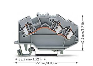 WAGO 781-631 Doorgangsklem 6 mm Spanveer Toewijzing: L Grijs 50 stuk(s)