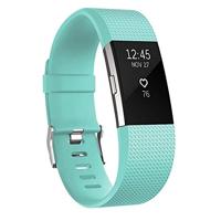 By Qubix - Compatible met Fitbit Charge 2 sportbandje - Maat: Large - Cyaan - Compatible fitbit bandje